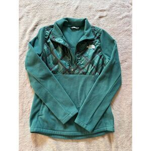 The North‎ Face Women's Green Geometric Anorak Fleece 1/2 Zip Pullover Sz Xsmall